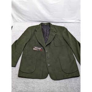 Vtg USA Made Mens Wool Sport Coat Hunting Blazer 50R Heavy Thinsulate Green